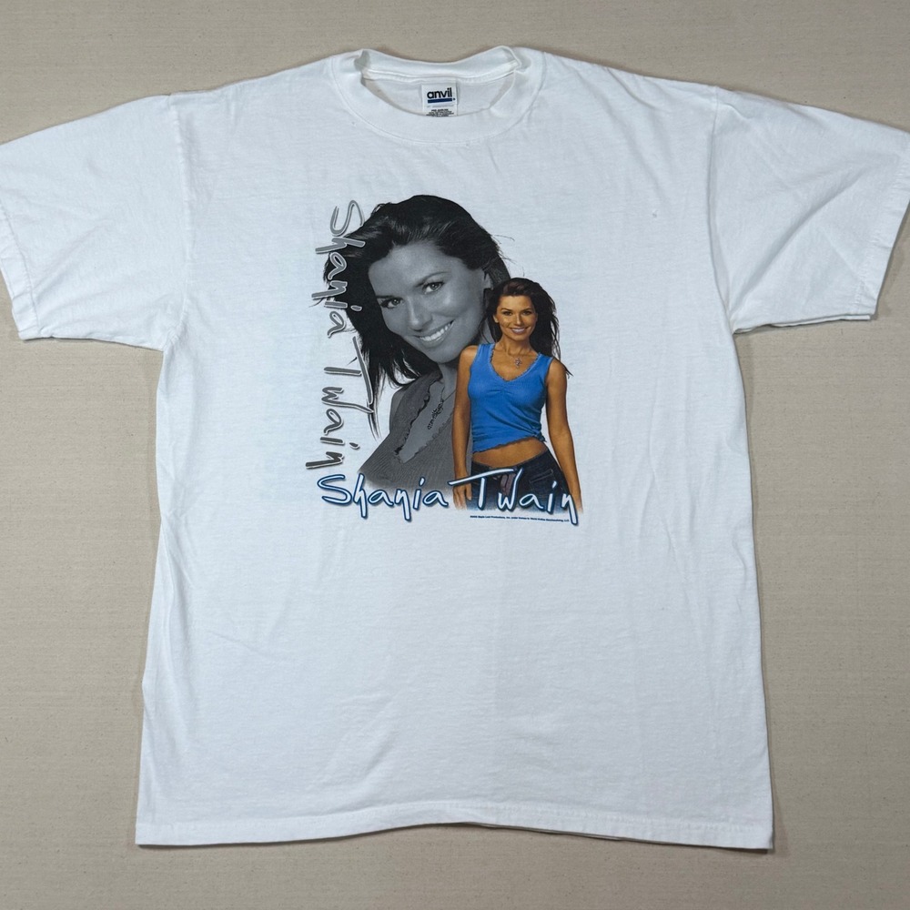 Vintage Shania Twain Up Tour 2003 Concert T-Shirt Anvil White Large Graphic Tee